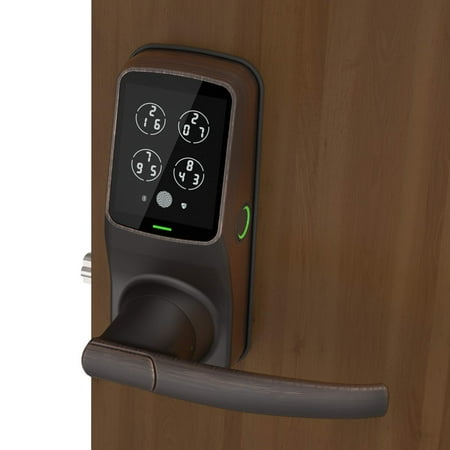 Lockly - Secure Plus Smart Lock Bluetooth Replacement Latch with Touchscreen/Fingerprint Sensor/Key Access/Auto Lock - Venetian Bronze