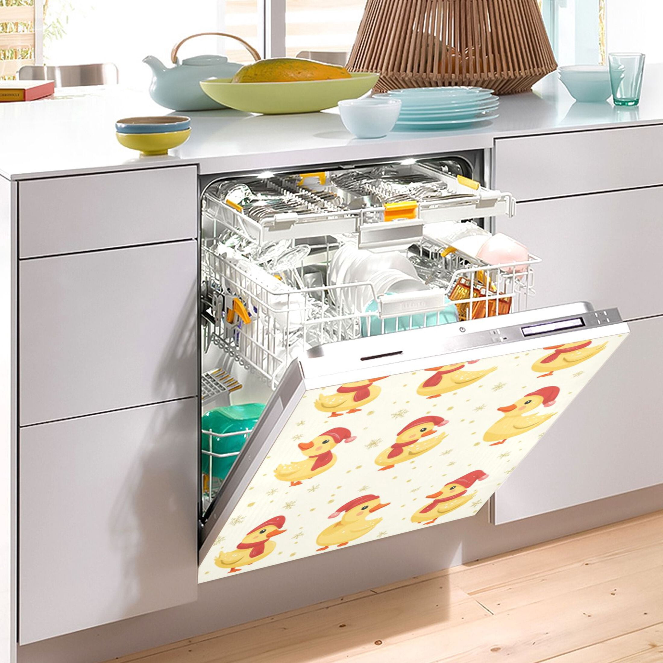 Dishwasher Magnetic Sticker 23x26 Inch Refrigerator Magnetic Sticker Washing Machine Magnetic Sticker Kitchen Panel Magnetic Sticker Home Decor Christmas Duck Seamless