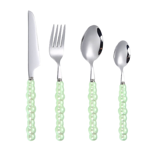 SPOORYYO 4-Piece Stainless Steel Flatware Set, Unique Modern Design Cutlery for Dining, Multi-Purpose Utensils for Parties & Travel