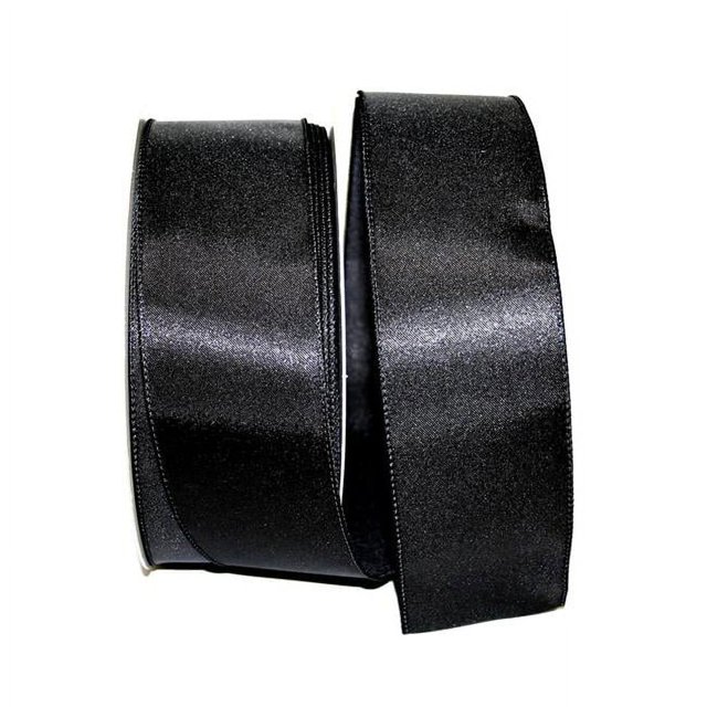 Reliant Ribbon 92575W-031-40K Satin Value Wired Edge Ribbon - Black - 2.5 in. x 50 yards