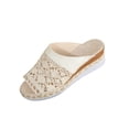 thumbnail image 2 of Slippers for Women Women's Fashion Casual Spring And Summer Versatile Sandals Solid Color Fish Mouth Toe-Thong Wedge Shoes,Beige,42, 2 of 9