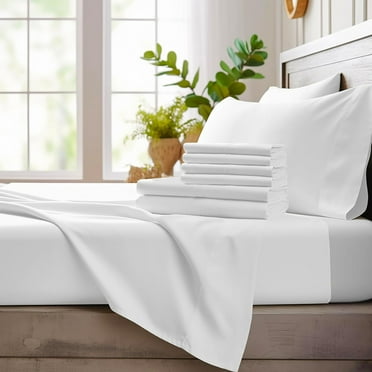Bamboo Bay 6 Piece King Size Sheets Set - 100% Viscose Made from Bamboo - Soft Cooling Sheets, White