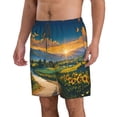 thumbnail image 2 of KLL Sunflowers At Sunset Men's Casual Summer Beach Shorts Hawaiian Shorts with Pockets-Small, 2 of 5