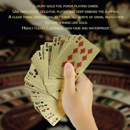 Plated Playing Card - Portable Size Durable 24K Gold Foil Plated Playing Cards Adult Play Game Gold Foil Poker Card Playing Cards Best Gift