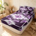 thumbnail image 3 of Erosebridal Bohemian Aztec Zipper Queen Comforter Set with Fitted Sheet and 2 Pillowcases, Hippie Geometric Zipper Bedding Set, Lavender Purple, Black Reversible, 3 of 7