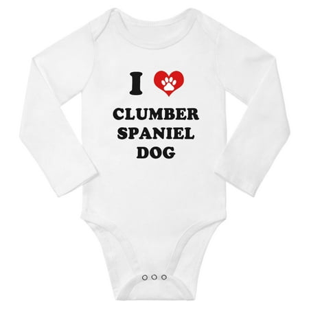 

I Heart Clumber Spaniel Dog Baby Long Jumpsuits (White 18-24 Months)