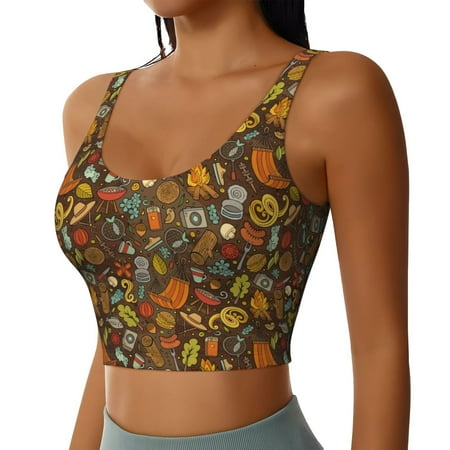 Picia Picnic Sports Bra for Women Padded Strappy Sports Bras Medium Support Yoga Bra with Removable Cups Running Yoga Bra-Medium