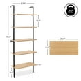 thumbnail image 4 of happimess Madera 72.05" Classic Industrial 5-Shelf Wood Wall-Mounted Open Ladder Bookcase with Metal Frame, Light Oak/Black, 4 of 9