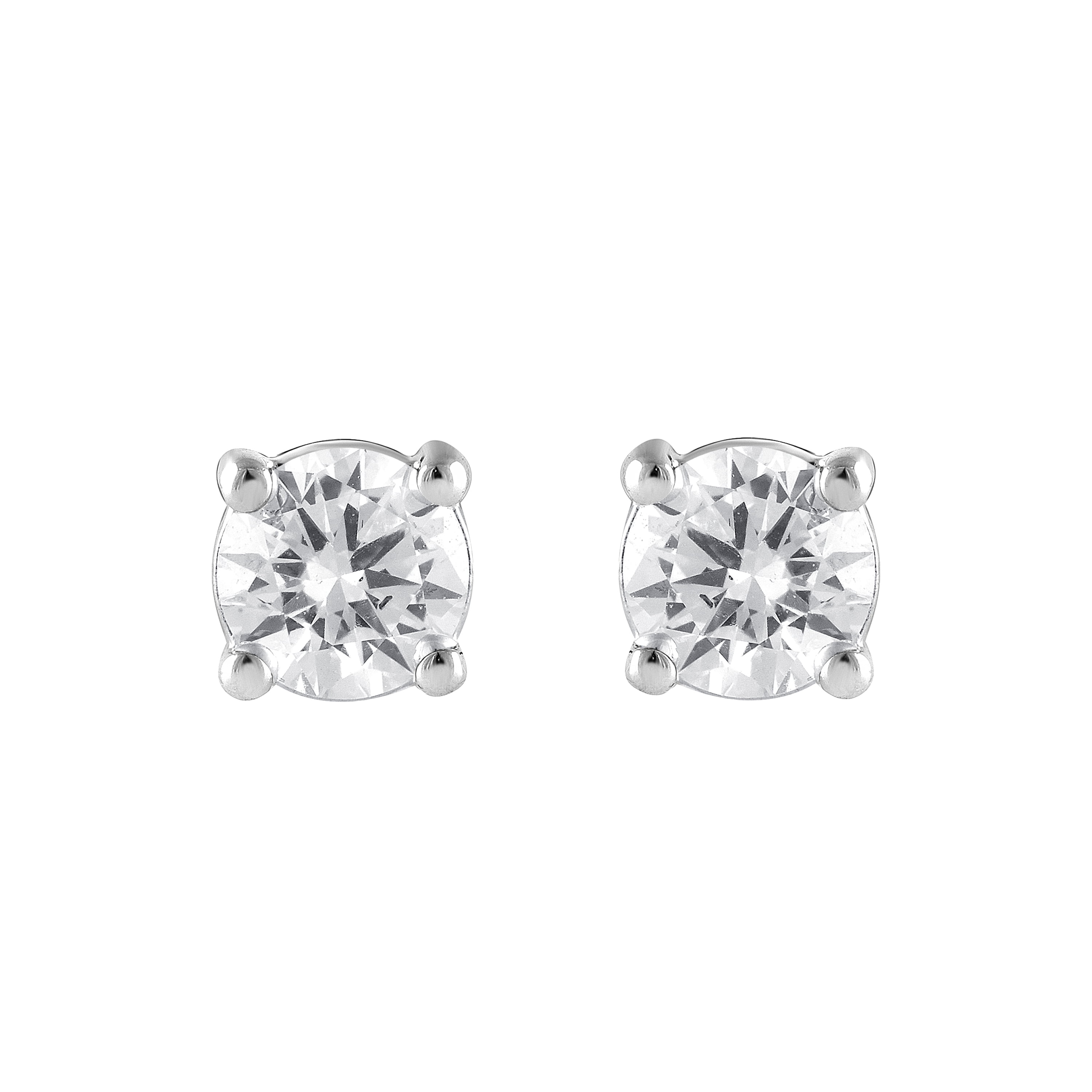 Unique Moments 1/2 Ct Round Lab Grown Diamond Stud Earrings in 10K White Gold for Women (J-SI-I1)