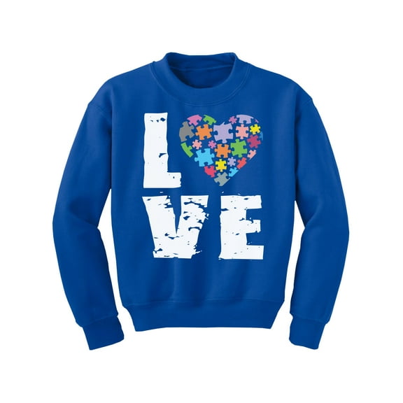 Awkward Styles Kids Autism Sweatshirt Love Puzzle Crewneck Tops for Youth