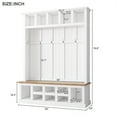 thumbnail image 3 of M optimized 78" Tall Hall Tree with Shoe Bench, 3-in-1 Entryway Coat Rack with Storage Bench, White, 3 of 9