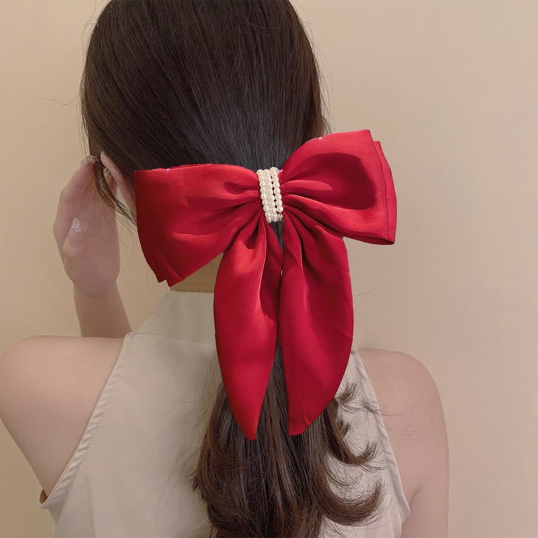 LSLJS Silk Satin Hair Bows for Women, Large Ribbon Bow Hair  display picture 3