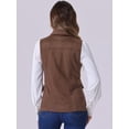 thumbnail image 4 of DARING DIVA Women's Rustic Button Up Utility Anorak Cargo Vest M Coffee, 4 of 6