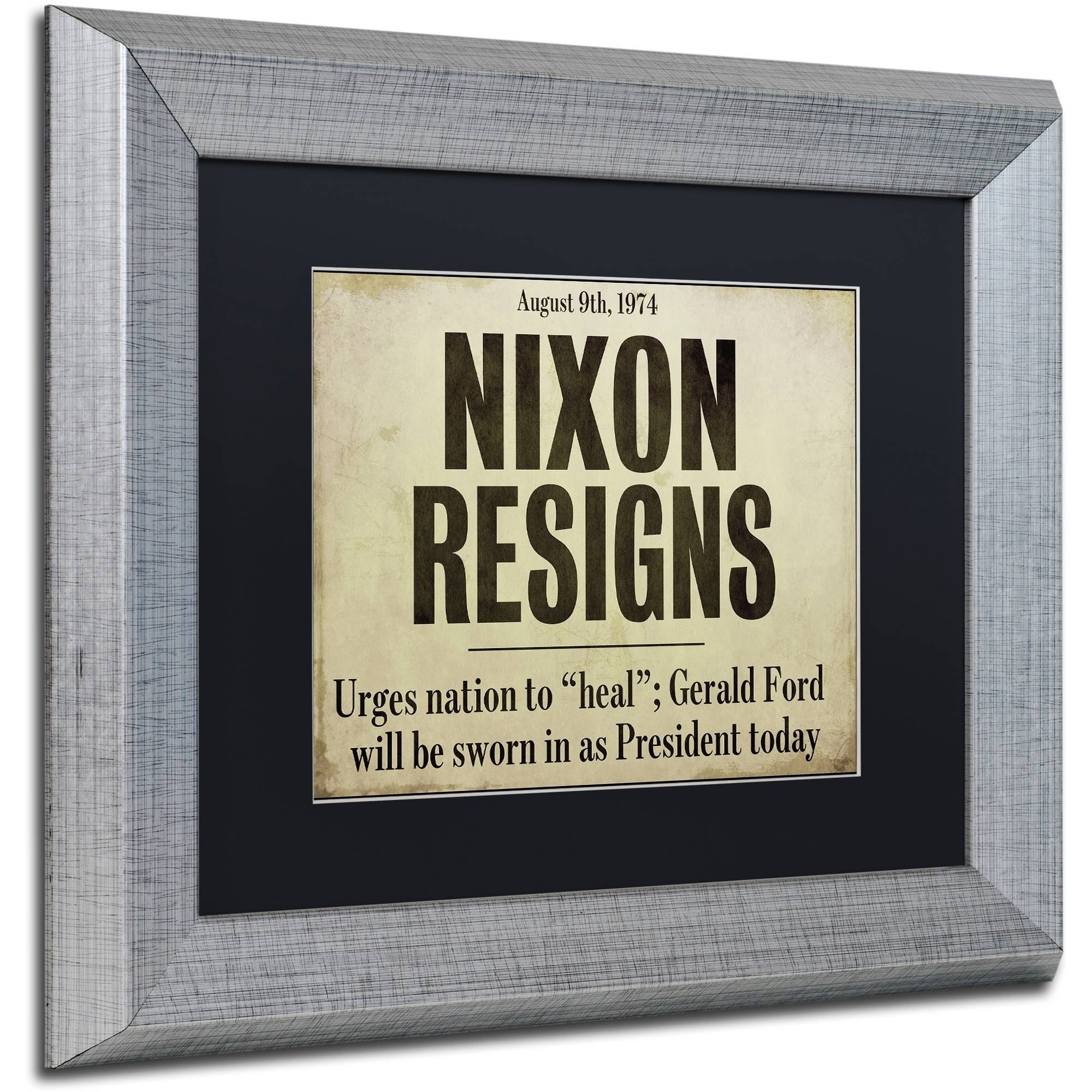 Trademark Fine Art "Nixon" Canvas Art by Color Bakery Black Matte, Silver Frame
