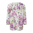 thumbnail image 5 of RPVATI 3/4 Sleeve Shirts for Women Plus Size V Neck Button Down Up V Neck Henley Tops Elbow Sleeve Floral Print Loose Fit Blouses Vintage Summer Tshirts Trendy Tunic Tops 2024， Purple XL, 5 of 5