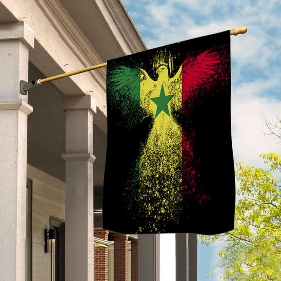Senegalese Flag With Eagle Painting - Proud Senegal House Flag (29.5x39.5) Double-Sided Decorative Polyester Indoor/Outdoor Flag