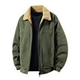 thumbnail image 4 of Corduroy Lined Jacket Winter Warm Fleece Collar Casual Outerwear Coats For Daily Street Style Comfort-Green-L, 4 of 6