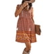 thumbnail image 3 of VISgogo Vestido bohemio para mujer, estampado de flores, manga corta, cuello en V, ajuste holgado, vestido de vacaciones, S/M/L/XL VISgogo  moda, 3 of 7