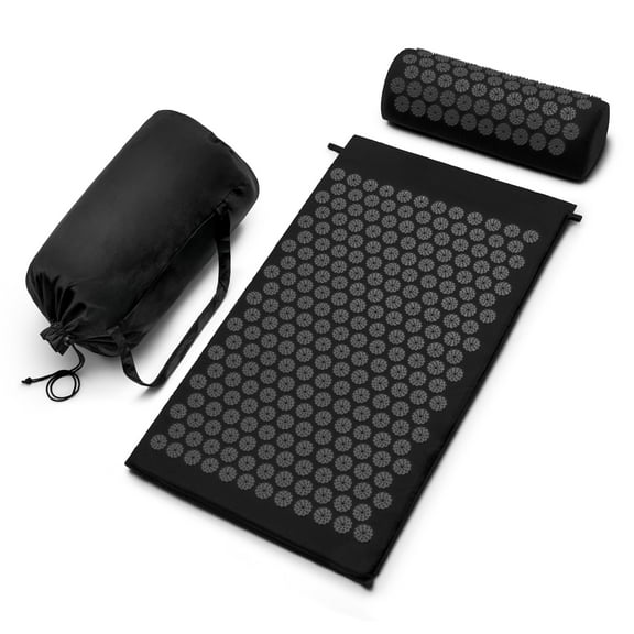 Sivan Health and Fitness Acupressure Mat and Pillow Set - Grounding Mat for Stress, Back & Neck Pain - Acupuncture Point Massage Mat for Muscle Relaxation, Sciatica, & Meditation - Includes Carry Bag