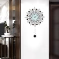 thumbnail image 2 of 90 x 64cm Modern Metal Wall Clock Flower Fancy Decorative Wall Clocks, Non-Ticking Silent Quartz Pendulum Wall Clock with Crystal Suitable for Living Room Bedroom Office Home Decoration, 2 of 9