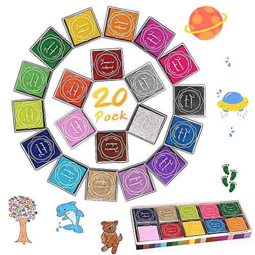 XoreArt Craft Rainbow Finger Ink Pads, Set of 6 DIY Multicolor Craft Stamp Pads for Kids Washable 24 Colors