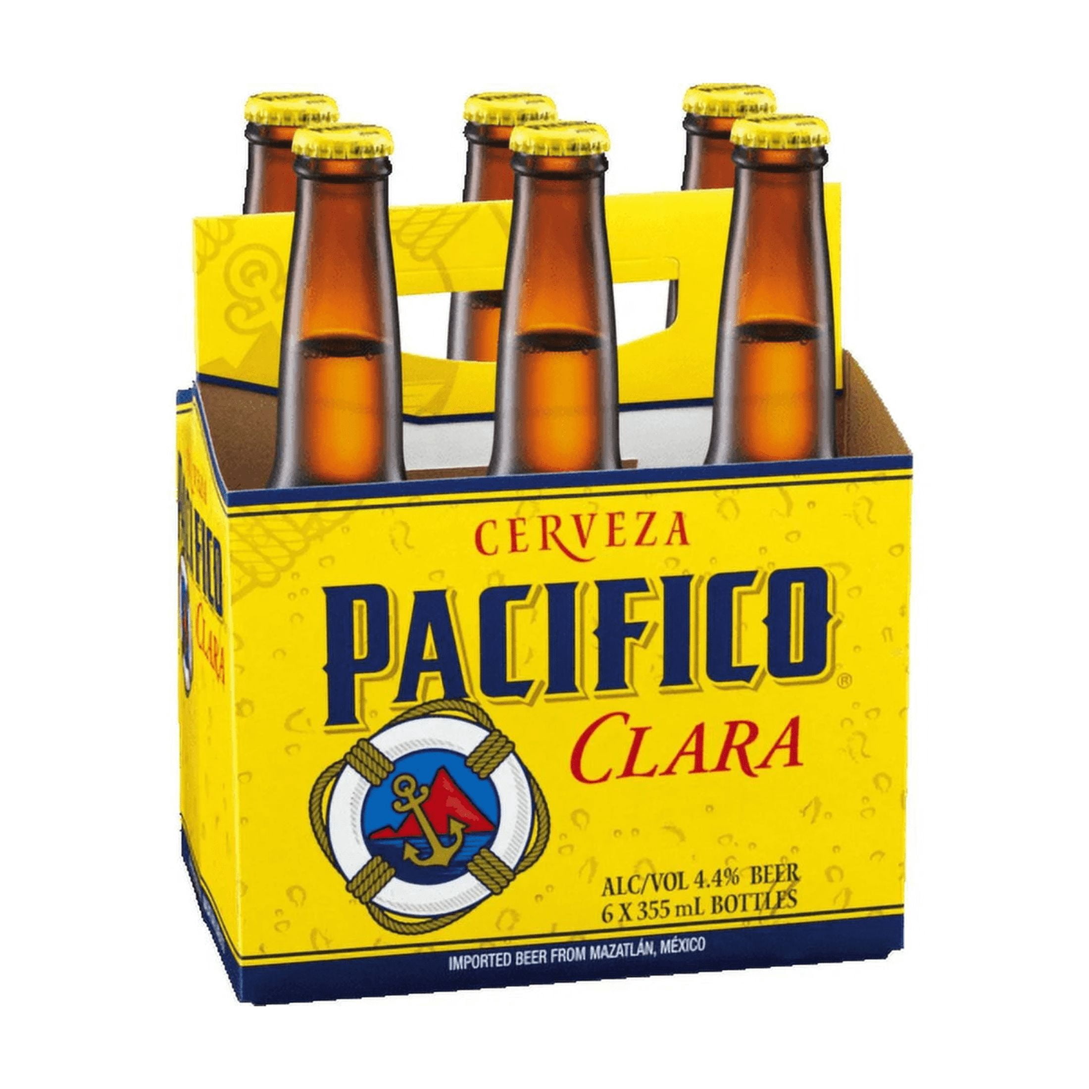 Pacifico Clara Lager Mexican Beer 12oz Glass Bottles  6 Pack 4.4% ABV