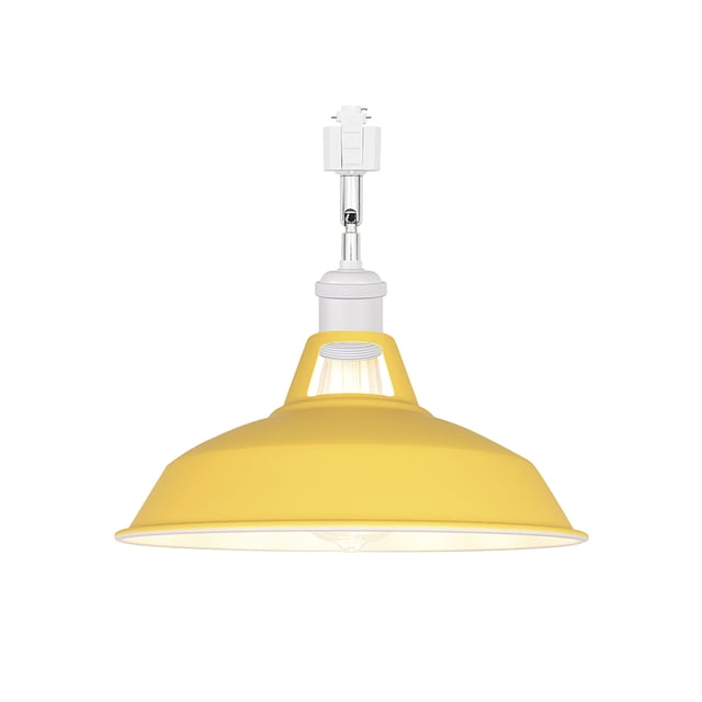 FSLiving H-Type Track Lighting E26 Base Industrial Adjustable Angle Lamp Yellow Metal Shade with White Socket Track Light Fixture for Slope Ceiling Gimbal,Bulb and Track Not Included - 1 Light