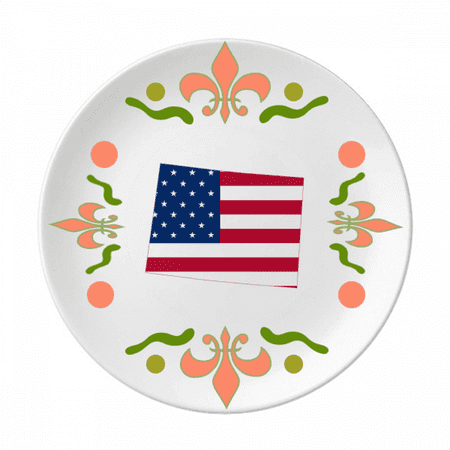 

Colorado America Map Stars Stripes Flag Flower Ceramics Plate Tableware Dinner Dish