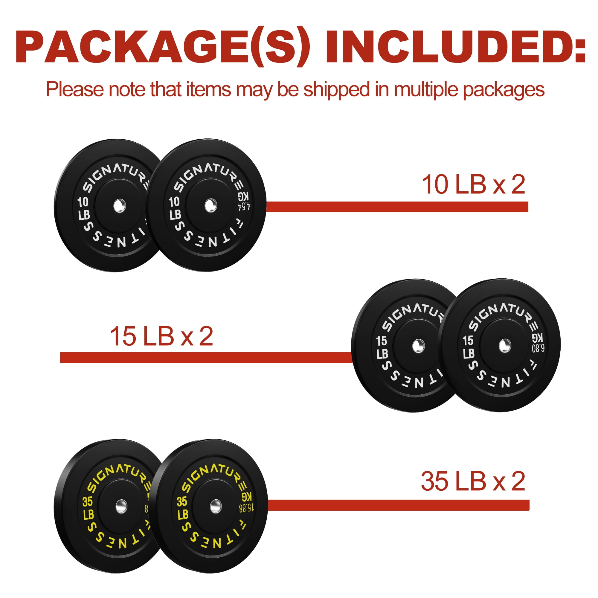 FlexWave 2-Inch Olympic Bumper Plate Sets , 120LB/150LB/190LB/280LB Options, Strength Training Equipment, for Weightlifting