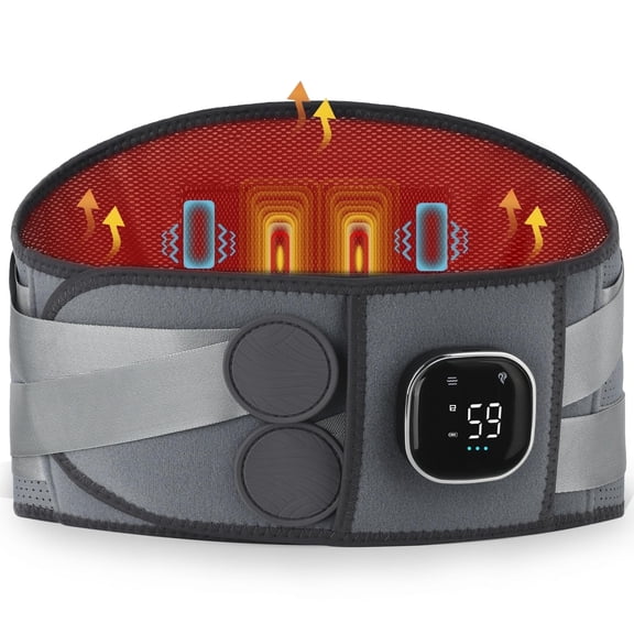 ALLJOY Cordless Heating Pad for Back, 60" Lower Back Massager, Heated Back Support Brace with 3 Heating Levels and 5 Vibration Modes