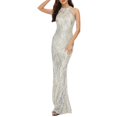 thumbnail image 3 of Blmnix Sequin Dress Womens Dresses Prom Dress Bodycon Under Dresses Long Sleeveless Crew Neck Silver Adjustable Waist Womens Summer Dresses Casual,S, 3 of 4