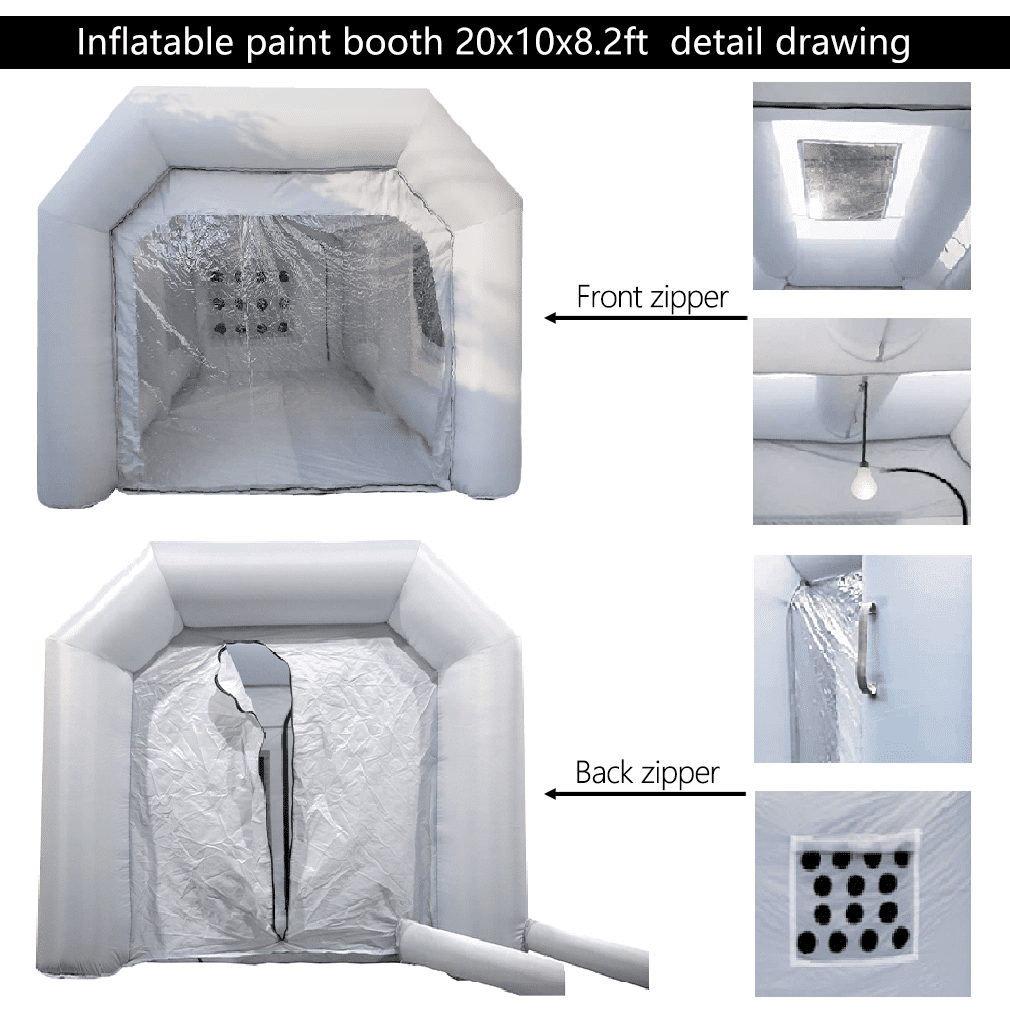 WGIA Portable Inflatable Paint Booth, 20x10x8.2Ft, Grey, 2 Blowers with Air Filter