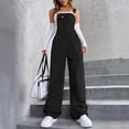 thumbnail image 2 of Women's Wide Leg Overalls Loose Casual Bib Jumpsuit Adjustable Strap Pockets, 2 of 8