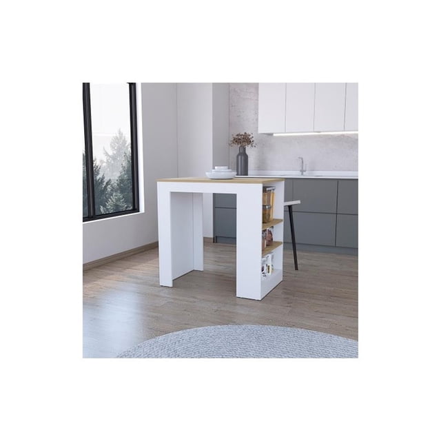 Doyle Island Engineered Wood White and Light Oak