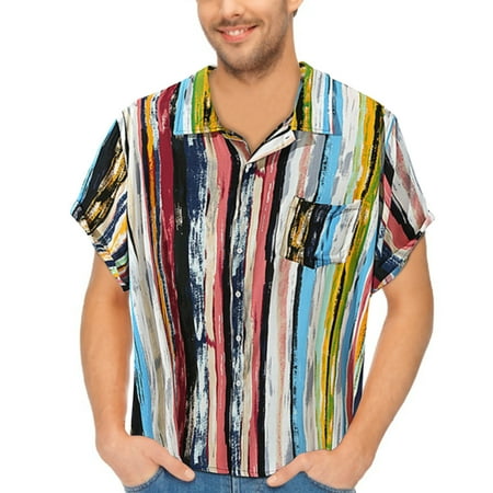 

BESTHUA 2021 Short Sleeve Top Printed Casual Button Shirts for Men