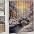 thumbnail image 6 of Chilfamy Snowy Scene Print Shower Curtain 100% Polyester Fiber Bathroom Curtain Decoration with Hooks 69x72, 6 of 7