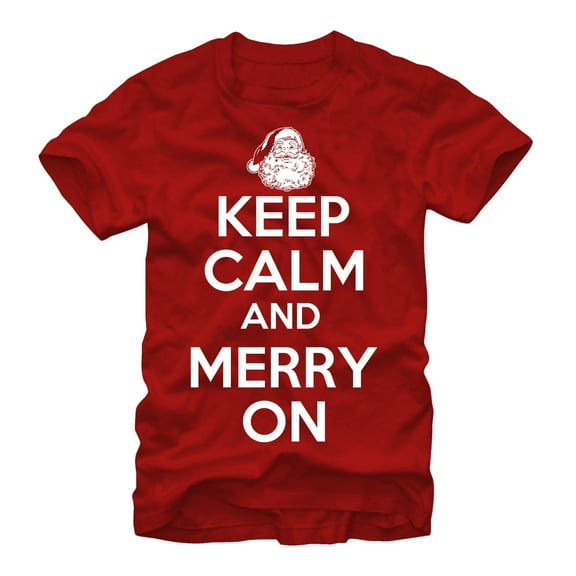 Men's Lost Gods Keep Calm and Merry On  Graphic Tee Red Large
