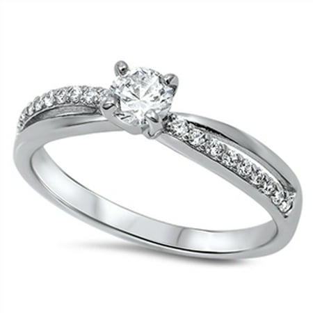 Women's Solitaire White CZ Promise Ring ( Sizes 5 6 7 8 9 10 ) New .925 Sterling Silver Band Rings by Sac Silver (Size 5)