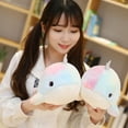 thumbnail image 3 of Juguetes de peluche de almohada, 28 cm, lindo narval de peluche, muñeca suave de pez ballena, lindo juguete de peluche de narval, rendimiento lleno de energía, 3 of 5