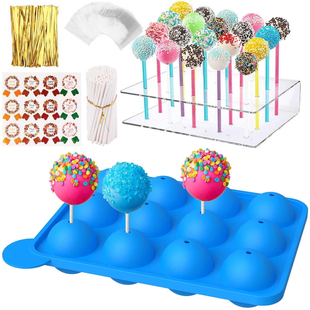 Ikoopy Cake Pop Maker Kit Silicone Cake Pop Moulds 15Hole Acrylic