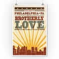 thumbnail image 2 of Philadelphia, Pennsylvania, Skyline and Sunburst Screenprint Style (9x12 Wall Art Print, Home Decor), 2 of 3
