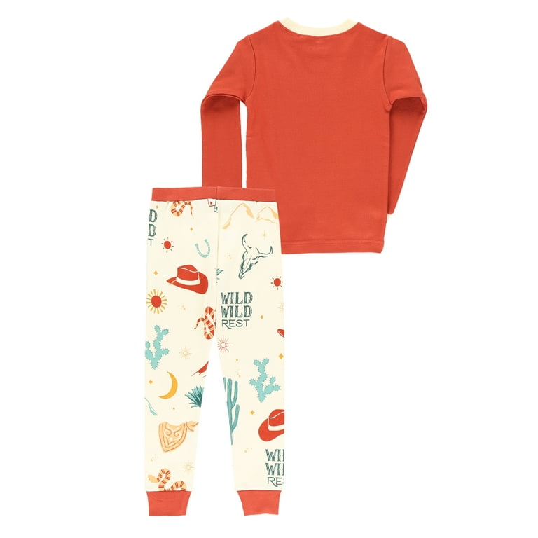 LazyOne Warm Long Sleeve PJ Sets for Girls and Boys Wild Wild West Funny Animal Kids Pajama Sets
