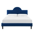 thumbnail image 5 of Platform Bed Frame, Full Size, Blue Navy, Velvet, Modern Contemporary, Bedroom Master Guest Suite Room, 5 of 10