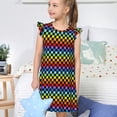 thumbnail image 4 of Fotbe Rainbow Chequerboard Vestido de Dormir para Niñas de 3 a 10 Años, Mangas Cortas, Estilo Princesa, Pijama Camisón con Mangas Voladas-X-Large, 4 of 6
