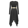 thumbnail image 4 of Zaldita Women Liturgical Praise Dance Dress Long Sleeve Irregular Hem Church Worship Dancewear Black L, 4 of 7
