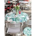 thumbnail image 5 of Outdoor Tablecloth with Umbrella Hole for Patio/Picnic/Party/Camping, Green Coastal Waterproof Table Cloth Round Cover Washable, Summer Conch Starfish Scallops Vintage Nautical (Dia 54"), 5 of 9
