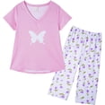 thumbnail image 1 of Women's Capri Pajama Sets Plus Size Sleepwear 2 Piece Ladies Sleep Set,Butterfly, 1 of 5