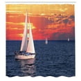 thumbnail image 3 of Ambesonne Landscape Shower Curtain, Calm Evening Sailing, 69"Wx84"L, Dark Blue Orange White, 3 of 5