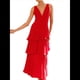 thumbnail image 3 of Vestidos de Dama de de Escalonada para Mujer, Vestidos de Noche Formales con Volantes, Largos y Plisados. Rojo L, 3 of 10