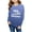Blue, variant on Girls I'm Yes Cold Me 24:7 Printed Sweatshirt Long Sleeve Crewneck Letters Casual Loose Pullover Top